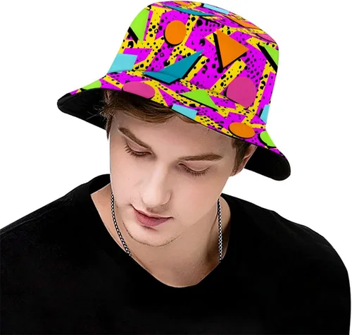 Vista 3 de Sombreros retro de moda de los años 80 y 90 para mujeres y hombres, traje de fiesta de festival rave