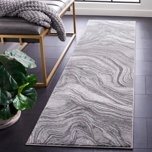 Vista 17 de SAFAVIEH Meadow Collection - Alfombra para pasillo, 2 x 7 pies, azul y gris, diseño abstracto moderno, no desprende pelusa y de fácil cuidado, ideal