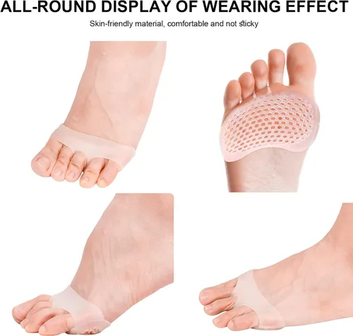 Vista 3 de Almohadillas metatarsianas para mujeres y hombres, paquete de 6 unidades, almohadillas de gel reutilizables para mujeres, tacones altos