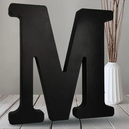 Vista 20 de AOCEAN Letras de madera negra de 10 pulgadas, letras de madera sin terminar para Halloween, letras decorativas de pie, rebanadas, decoración