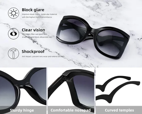 Vista 6 de FEISEDY gran tamaño cuadrado mariposa gafas de sol curvado brazo rizado marco mujeres moda sombras B4035