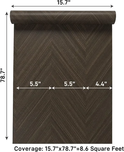 Vista 9 de VaryPaper Papel de contacto de madera marrón oscuro de espiga de 15.7 x 78.7 pulgadas para encimeras, papel tapiz de madera impermeable