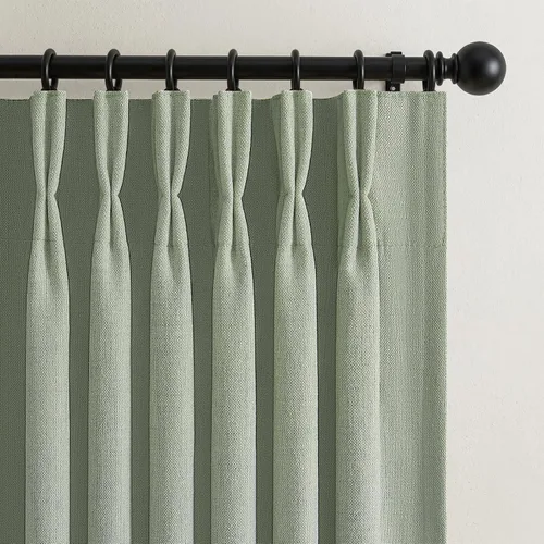 Vista 32 de Cortinas plisadas de lino opacas de 96 pulgadas de largo, juego de 2 paneles para oscurecer la sala de estar/dormitorio, cortinas térmicas virales