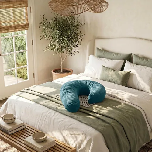 Vista 5 de Avana Uno - Almohada ajustable de espuma viscoelástica para dormir de lado, color azul