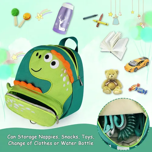 Vista 3 de Accmor Mochila con arnés para niños pequeños con correa, lindas mochilas con dinosaurios con enlace antipérdida en la muñeca, lindas pulseras