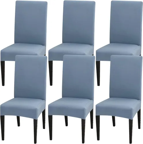 Vista 15 de Juego de 4 fundas para sillas de comedor, fundas elásticas de elastano para sillas de comedor, extraíbles y lavables, protectores desmontables