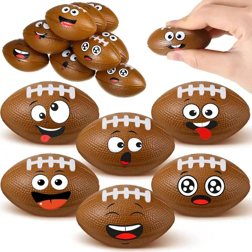 Vista 14 de Arrowbash 12 piezas de mini bolas de estrés con cara para niños y niñas, bolas de espuma para apretar con cara divertida deportiva para alivio