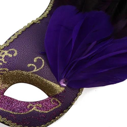 Vista 7 de Máscara de plumas para mascarada, disfraz veneciano para fiesta de Navidad.
