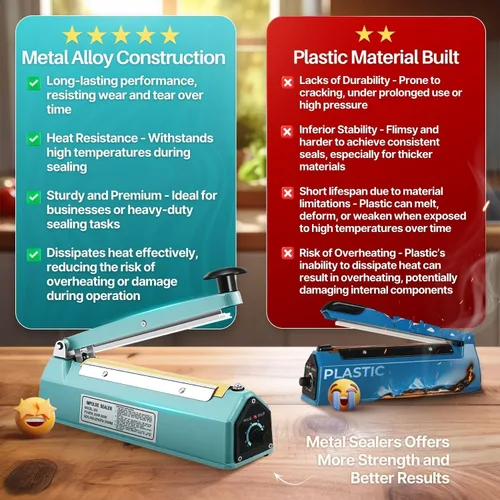 Vista 4 de Flexzion Impulse Sealer for Plastic Bags, 8 Inch, 300W, Adjustable Timer