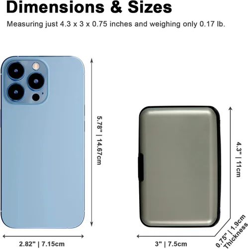 Vista 36 de Soporte para tarjetas de crédito, cartera metálica con bloqueo RFID para tarjetas de identificación para mujeres y hombres, funda rígida de aluminio