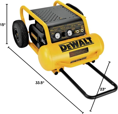 Vista 9 de DEWALT Compresor de aire, 225-PSI máximo, transporte de mano con ruedas, 4-1/2 galones (D55146)