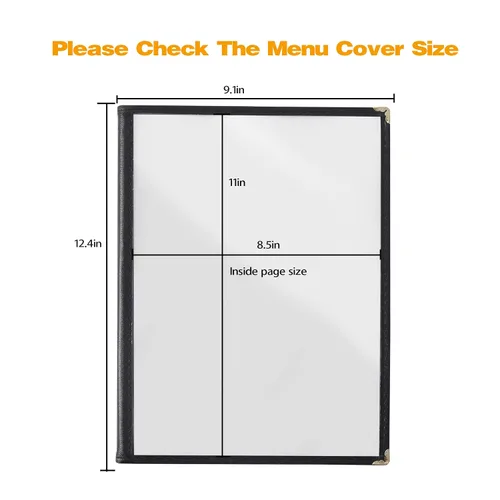 Vista 4 de 2 piezas de fundas de menú de 8.5 x 11 pulgadas, soporte para menú de restaurante, 4 páginas, 8 vistas, funda transparente de menú, se adapta a