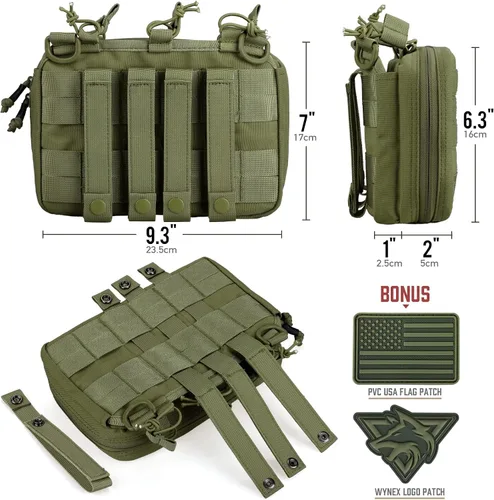 Vista 6 de WYNEX Bolsa Táctica para Administración de Cargadores, Bolsa de Herramientas Utilitaria Molle, Organizador Médico EMT con Sistema Triple Apilable