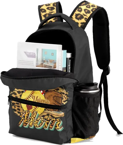 Vista 4 de Mochila unisex con nombre personalizado de copo de nieve y voleibol amarillo para niños personal de oficina diario personalizado 2 Mochilas Daypack