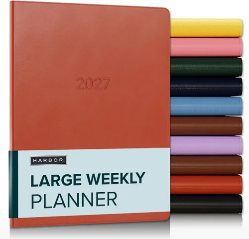 Vista 40 de Harbor Agenda semanal y mensual grande 2025-2026 – Agenda con calendario y cuaderno, piel sintética duradera, 192 páginas, tapa blanda