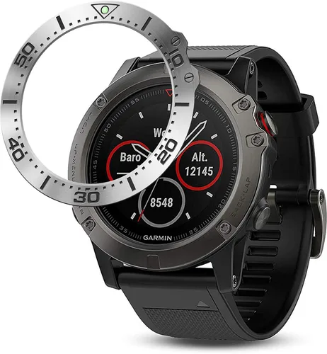 Vista 5 de Anillo de bisel de acero inoxidable compatible con Garmin Fenix 5X Watch Bisel Ring Cubierta Adhesiva Anti arañazos y protector de colisión