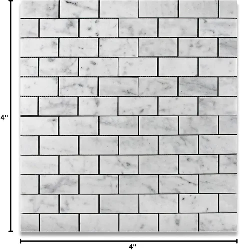 Vista 6 de Carrara (Carrera) Bianco - Mosaico de metro de 2x4