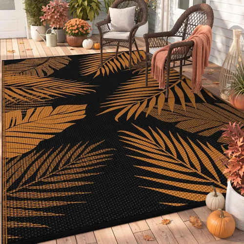 Vista 59 de GENIMO - Alfombra para exteriores de 6 x 9 pies, para patio, espacios amplios, reversible, de pajillas de plástico, alfombra impermeable para Azul