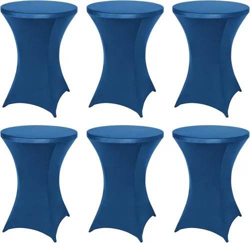 Vista 27 de FestiCorp Mantel de Mesa Negro de Spandex, Manteles Ajustados para Cóctel, Manteles Elásticos Redondos para Mesa Alta para Fiestas, Bar, Bodas