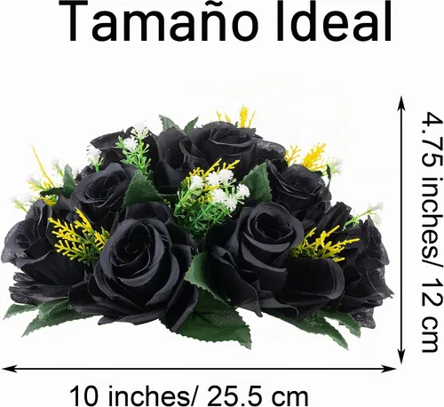 Vista 6 de Centros de mesa de flores para mesas de boda: decoraciones de mesa de Halloween, bolas de flores negras, centros de mesa para compromiso, ceremonia
