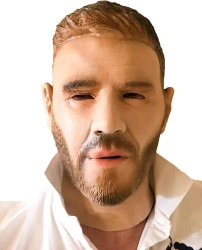 Vista 4 de HENGYUTOYMASK Máscara facial humana de látex fuerte para hombre disfraz de fiesta de cosplay disfraz de Halloween