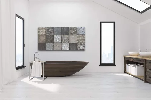 Vista 5 de Alenoss Pinturas Metálicas Abstractas 100% Hechas a Mano Lienzo Arte de Pared Textura Gruesa Única Superficie Áspera Pintura al Óleo Moderna 48x24