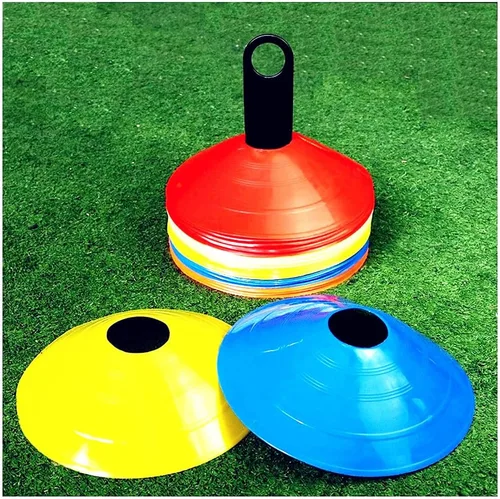 Vista 4 de Conos de fútbol (50 unidades), cono de disco de entrenamiento de agilidad, cono deportivo de plástico con bolsa de transporte y soporte para fútbol