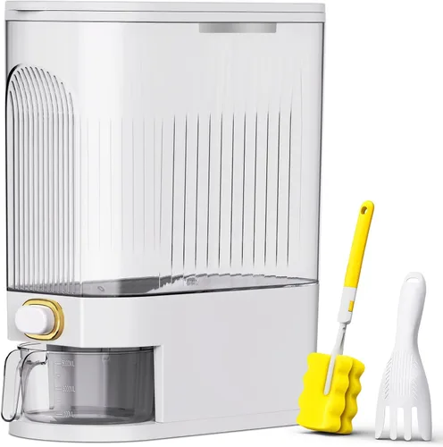 Vista 9 de Dispensador de arroz, contenedor de arroz de 22 libras a 25 libras con taza medidora, tapa mejorada con diales de tiempo y caja fresca incorporada.