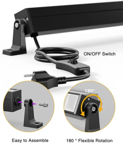 Vista 4 de Onforu Paquete de 4 luces LED negras de 42 W, barras de luz negra con enchufe e interruptor, suministros de fiesta que brillan en la oscuridad