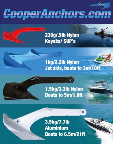 Vista 4 de COOPER ANCHOR 1Kg/2.2lb - Nylon - Anclaje PWC para Jetski y anclaje de barco a 11.5 ft/12 pies