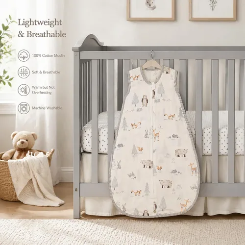 Vista 3 de Toddler Sleep Sack Muslin Cotton Summer Baby Wearable Blanket Lightweight Sleeping Bag