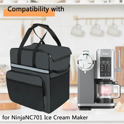 Vista 2 de CREAMi Ice Cream Maker NC701 - Bolsa de transporte para máquina de helados Ninja CREAMi, portátil para exteriores, suave, bolsa de viaje, diseño