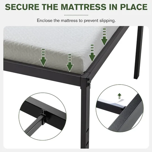 Vista 6 de IMUsee Base de cama de plataforma metálica resistente de 18 pulgadas con amplio almacenamiento, soporte de listones resistentes, base de colchón,
