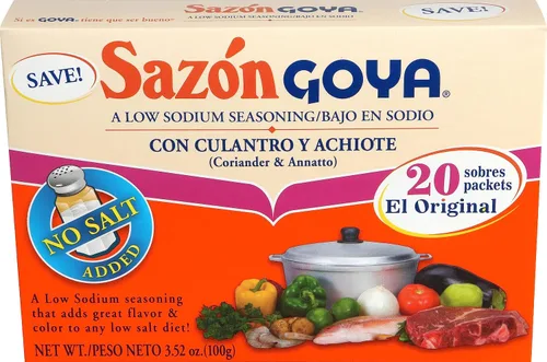 Vista 2 de Goya Foods Sazón condimento con cilantro y anatto, sin sal añadida, 3.52 onzas (paquete de 18)