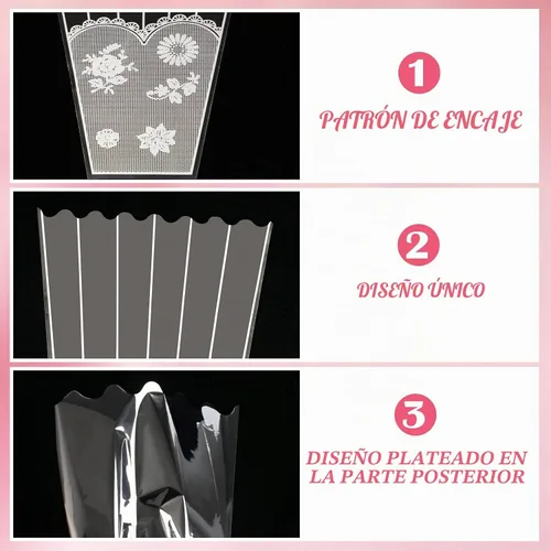 Vista 3 de FOIMAS 100 bolsas de plástico para ramo de flores, fundas de celofán, bolsas de embalaje para ramo de flores, para manualidades, cumpleaños, boda