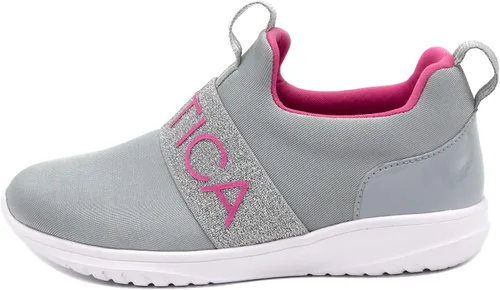 Vista 2 de Nautica Tenis deportivos sin cordones para niñas jóvenes, elegantes zapatos para correr y tenis para niños pequeños y grandes
