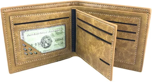 Vista 4 de ASLNSONG Cartera corta de cuero plegable con bolsillo para monedas, estilo casual, para niños y niñas
