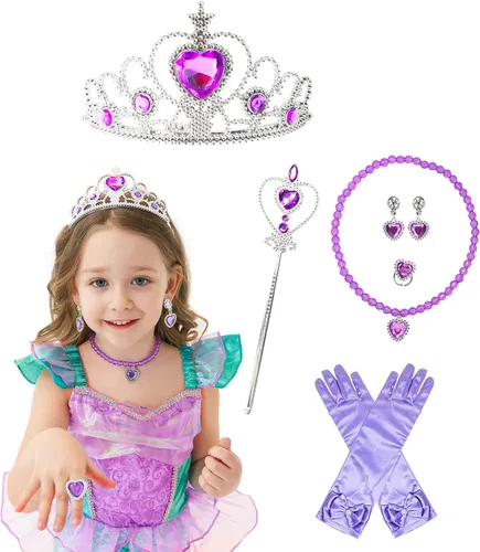 Vista 3 de Esvaiy Disfraz de sirena para niñas, vestido de sirena para Halloween, cumpleaños, princesa, disfraz para niños pequeños