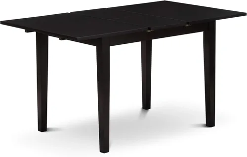 Vista 5 de East West Furniture NOGR3-BLK-W - Juego de mesa de comedor de 3 piezas para espacios pequeños que contiene una mesa de comedor rectangular con hoja