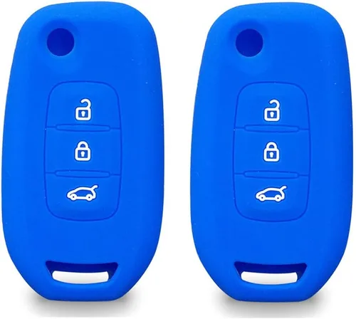 Vista 5 de Funda de silicona para llave de coche de 3 botones para Renault Logan 2 Stepway Sandero Clio 5 Arkana Captur Kadjar KOLEOS 2 piezas (negro)