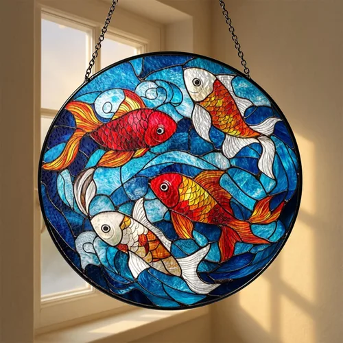Vista 3 de Acrylic Koi Pond Window Ornament 2D Artistic Wall Accent