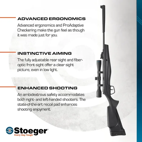 Vista 5 de Stoeger S3000-C Compact Airgun with Fiber-Optic Sights Combo - Includes 4 x 32 Scope