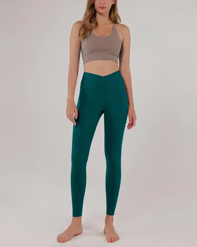 Vista 4 de ODODOS - Leggings de cintura cruzada para mujer diseño con bolsillo interno para yoga deportes gimnasia o entrenamiento pantalones deportivos
