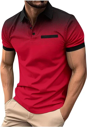 Vista 41 de Mens Shirts Casual Stylish Button Down Short Sleeve Polo Shirt Summer Vacation Shirts Loose Athletic Pullover Tee