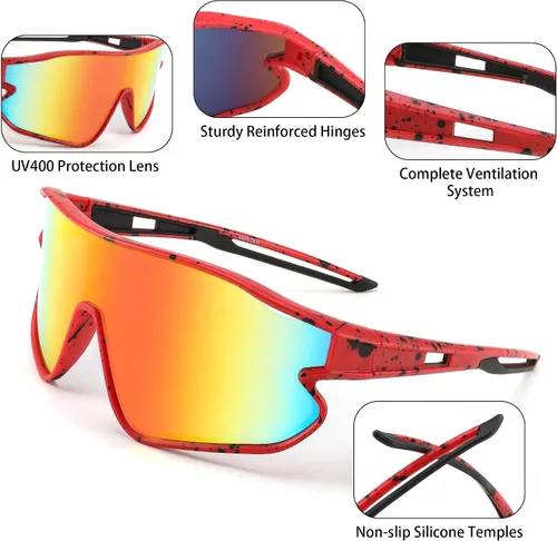 Vista 5 de FEISEDY Gafas de sol unisex para jóvenes, gafas de sol de béisbol y tenis, UV400 deportivas para niños y niñas, pantallas de ciclismo B4064