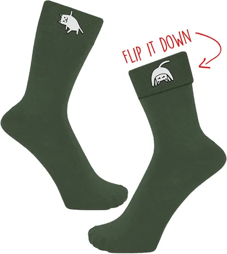 Vista 6 de Crazy Dog T-Shirts Calcetines de yoga para mujer con diseño de gato divertido y lindo gato amante de los animales y gato, Verde