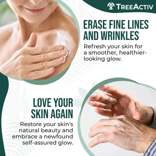 Vista 4 de TreeActiv Crepey Skin Repair Treatment, 8oz, crema reafirmante para cara y cuello, loción reafirmante y tensora de la piel con ácido hialurónico