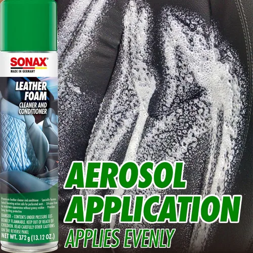 Vista 5 de SONAX Espuma de Cuero 289300 Limpiador y Acondicionador de Cuero en Aerosol 2 en 1 Seguro de Usar en Asientos Perforados con Aire
