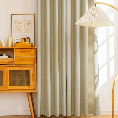 Vista 5 de Cortinas 100% opacas con forro negro, paneles de ojales con textura de espiga con aislamiento térmico y reducción de ruido, oscurecimiento total