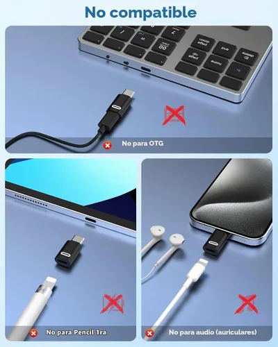 Vista 2 de MoKo - Adaptador Lightning a USB-C para iPhone Duo 18, 17, 16, 15, paquete de 2 PD negro